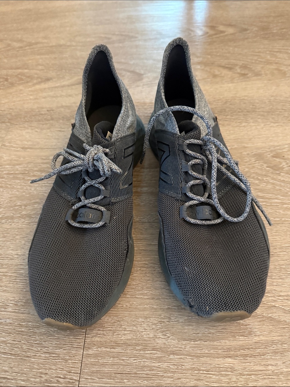 New Balance Men's Gray Knit Lace-Up Sneakers